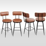 Tabouret de bar - brun et noir - si�ge en pu imperm�able - support 136kg - hauteur 65cm - lot de 4