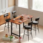 Tabouret de bar noir modern - sige en pu impermable et rsistant - support 136kg - hauteur 65cm - pour ...