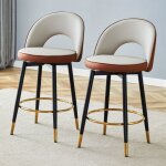 Tabouret de bar - pivotant 360� - cuir pu - gris clair & marron - lot de 2