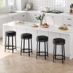 Tabouret de bar pivotant - promiracal - cuir synthtique noir - rotation 360 - repose - pieds - acier ...
