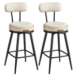 Tabouret de bar pivotant - vasagle - lot de 2 - pivotant � 360� - avec dossier - hauteur 65 cm - cr�me ...