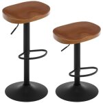 Tabouret bar pivotant - woltu - lot de 2 - assise en bois massif - cadre m�tal - r�glable en hauteur ...