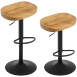 Tabouret bar pivotant - woltu - assise en bois massif - cadre m�tal - r�glable en hauteur - ch�ne fonc� ...