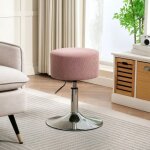 Tabouret de bar tabouret de bar r�glable pivotant velours c�tel� rose avec repose - pieds et structure ...