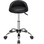 Tabouret de bar tabouret rond avec dossier et roulettes hauteur rglable - noir