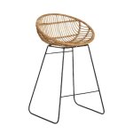 Tabouret de bar rond en rotin et m�tal calvi