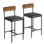 Tabourets de bar - salut - lot de 2 - style industriel - brun ch�ne et noir