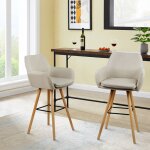 Tabourets de bar scandinave - vivolilv - lot de 2 - lin - 45x55x104 cm - beige - avec dossier et accoudoir ... Tabourets de bar scandinave - vivolilv - lot de 2 - lin - 45x55x104 cm - beige - avec dossier et accoudoir ...