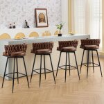 Dyhome lot de 4 tabourets de bar de cuisine avec dossier et repose - pieds tiss�s tabouret de bar pivotant ...
