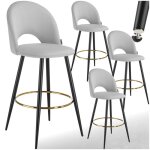 Tabouret de bar - tectake - lot de 4 tabourets sachel aspect velours et repose - pieds 49 x 58 x 110 ...