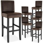 Tabouret de bar - tectake - lot de 6 tabourets avec pieds en bois massif et repose - pieds hauteur dassise ...