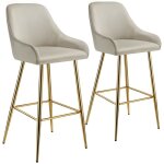 Tabouret de bar - tectake - lot de 2 tabourets avane avec dossier rembourr en aspect velours 485 x 57 ...