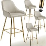 Tabouret de bar - tectake - lot de 4 tabourets avane avec dossier rembourr en aspect velours 485 x 57 ...