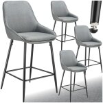 Tabouret de bar - tectake - lot de 4 tabourets siera avec repose - pieds 49 x 54 x 100 cm - tissu gris ...