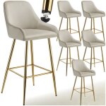 Tabouret de bar - tectake - lot de 6 tabourets avane avec dossier rembourr� en aspect velours 485 x 57 ...