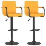Tabourets de bar en tissu - jill - lot de 2 - jaune moutarde - 48x47x(90 - 111) cm - pivotement 360� ...