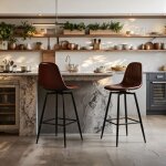 Tabourets de bar - urban meuble - charlton counter pu208 - simili cuir marron - style vintage - lot de ...