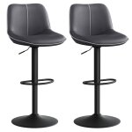 Tabourets de bar - vasagle - lot de 2 - pivotants - r�glables - dossier ergonomique - noir dencre