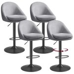 Tabouret de bar - vasagle - lot de 4 - r�glable - pivotant - gris tourterelle