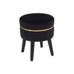 Tabouret bas en tissu paris 35 x 40. 5 cm noir et dor�