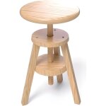 Tabouret en bois massif - abc meubles - vernis naturel - rglable en hauteur - style contemporain - intrieur ...