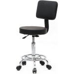 Tabouret de bureau  roulettes reglable en hauteur pivotant avec dossier ergonomique noir