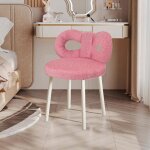 Tabouret bureau en velours fauteuil coiffeuse avec dossier en p�tale confortable chaise rose