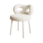 Tabouret de coiffeuse avec dossier � n?ud papillon sans accoudoirs pour salon chambre � coucher blanc ...