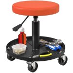 Tabouret datelier - homcom - 5 roulettes - hauteur rglable 38 - 50 cm - avec plateau  outils - charge ...
