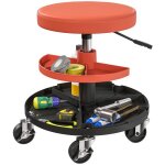 Tabouret datelier  roulettes - homcom - hauteur rglable 40 - 51 cm - 2 tagres  outils pour outils ...