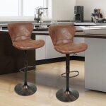 Tabouret debar reglables en hauteur cuisine - vivolilv - lot de 2 - 475x34x(72 - 94)cm - marron rustique ...