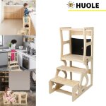 Tabouret debout pour b�b� - tour dapprentissage pliable en bambou pour enfants convertible en bureau ...