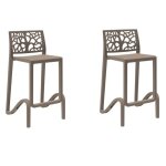 Tabouret haut de bar h. assise 65 cm avec dossier teti gris tourterelle lot de 2 pices