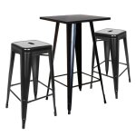 Tabourets hauts de bar - vivolilv - 2 tabourets - empilable - industriel - m�tal noir - 42x42x76cm