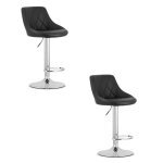 Tabouret - kast - �co - cuir noir - base chrom�e - r�glable en hauteur - lot de 2