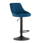 Tabouret kast - velours bleu marine / base noire