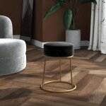 Tabouret - noir - velours - 30x38 cm - mtal - classique intemporel