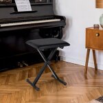 Tabouret piano r�glable 39x29x37 - 47cm - structure m�tal et similicuir - noir pliable et design - hauteur ...