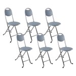 Tabourets pliants - 7h seven house - eleonor - lot de 6 - gris - 32x36x73. 5cm Tabourets pliants - 7h seven house - eleonor - lot de 6 - gris - 32x36x73. 5cm