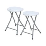 Tabouret pliant - 7house - lot de 2 - r�sine blanche - acier - 31x45 cm