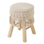 Tabouret macramé et bois - atmosphera createur dinterieur Tabouret macramé et bois - atmosphera createur dinterieur