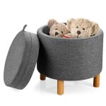 Tabouret pouf rond - relax4life - couvercle rversible - rangement cach - repose - pieds rembourr - ...