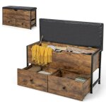 Tabouret de rangement - relax4life - 2 tirroirs dtachable - coussin dassise - banc de rangement - roulettes ...