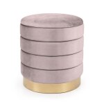 Tabouret rembourr� en velours avec rangement 40 cm luna rose poudr�