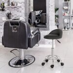 Tabouret rond avec dossiertabouret  roulettes pour salon de massage bureau coiffeuse noir