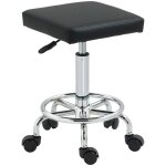 Tabouret  roulettes carr - homcom - hauteur rglable 50 - 66 cm et repose - pieds - pour massage tatouage ...
