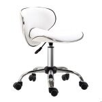Tabouret  roulettes - homcom - hauteur rglable 44 - 56 cm - dossier - pivotant 360 - pour salon de ...