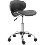 Tabouret  roulettes - homcom - hauteur rglable 44 - 56 cm - dossier - pivotant 360 - pour salon de ...