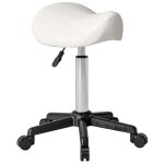 Tabouret à roulettes - homcom - hauteur réglable 45 - 57 cm et selle ergonomique - polyuréthane et métal ... Tabouret à roulettes - homcom - hauteur réglable 45 - 57 cm et selle ergonomique - polyuréthane et métal ...