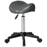 Tabouret  roulettes - homcom - hauteur rglable 45 - 57 cm et selle ergonomique - polyurthane et mtal ...